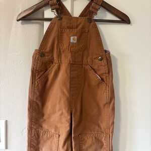 Carhartt Flannel Lined Double Knee Overalls Size 3T Brown